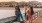 lifestyle image of three women standing on a pier beside the ocean and neighboring beaches